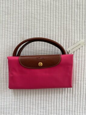 Longchamp Top-Handle Tote in Hot Pink and Brown